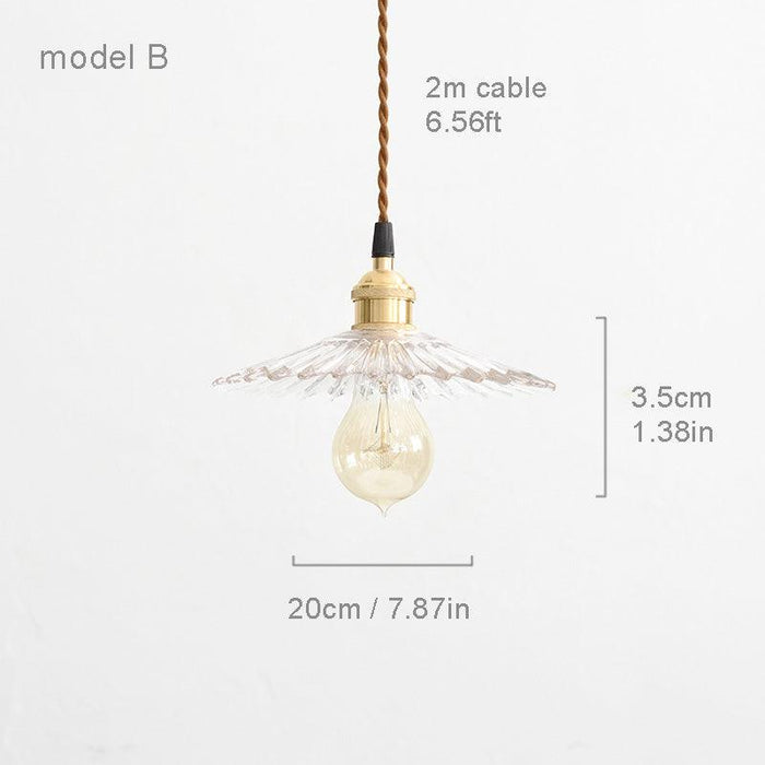 Petunia Glass Mid Century Brass Pendant Light - DWHOME