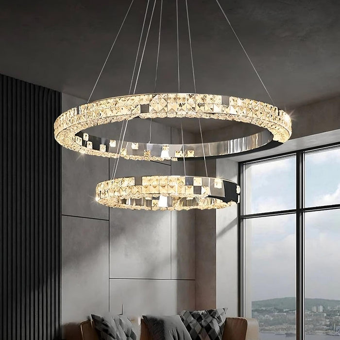 Bacci 2-Tier Crystal Ceiling Chandelier-DWHOME