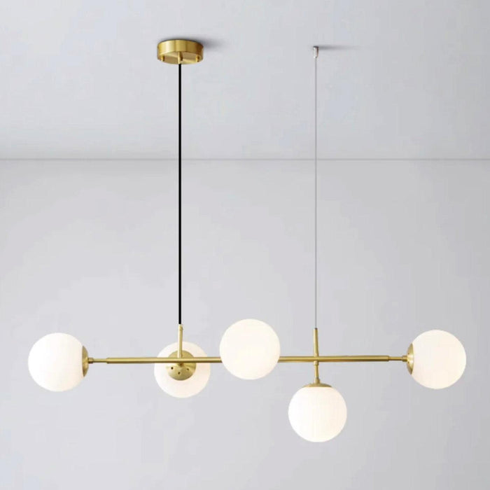 Olive Tree 5 Head Branch Milky Glass Kitchen Island Pendant Light - DWHOME