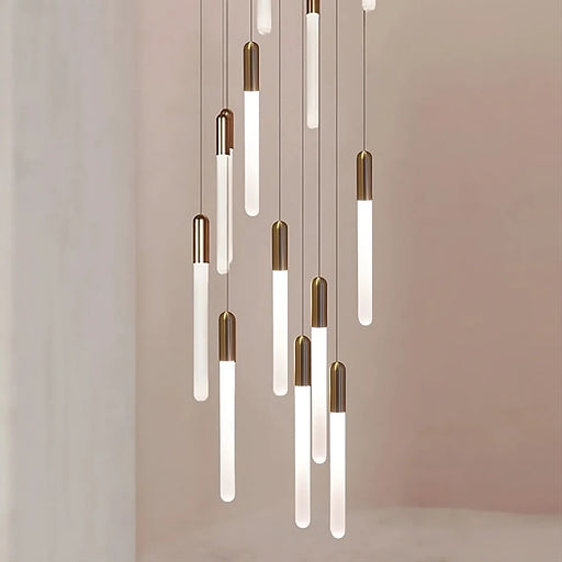 Villa Forci Duplex Staircase Foyer Chandelier, Gold-DWHOME