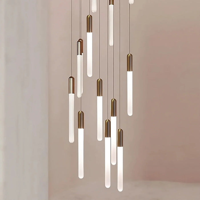 Villa Forci Duplex Staircase Foyer Chandelier, Gold-DWHOME