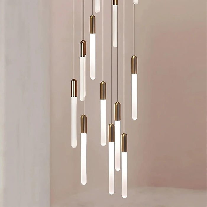 Villa Forci Duplex Staircase Foyer Chandelier, Gold - DWHOME