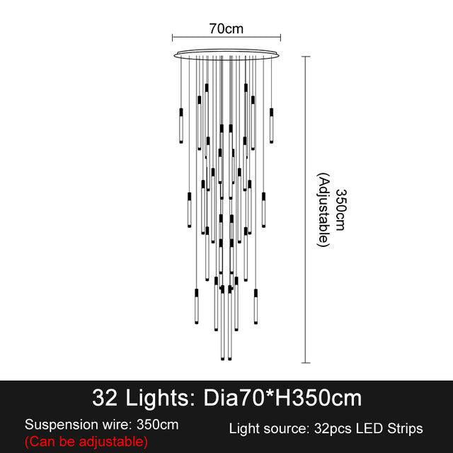 La Barra Staircase Foyer Chandelier, Black - DWHOME