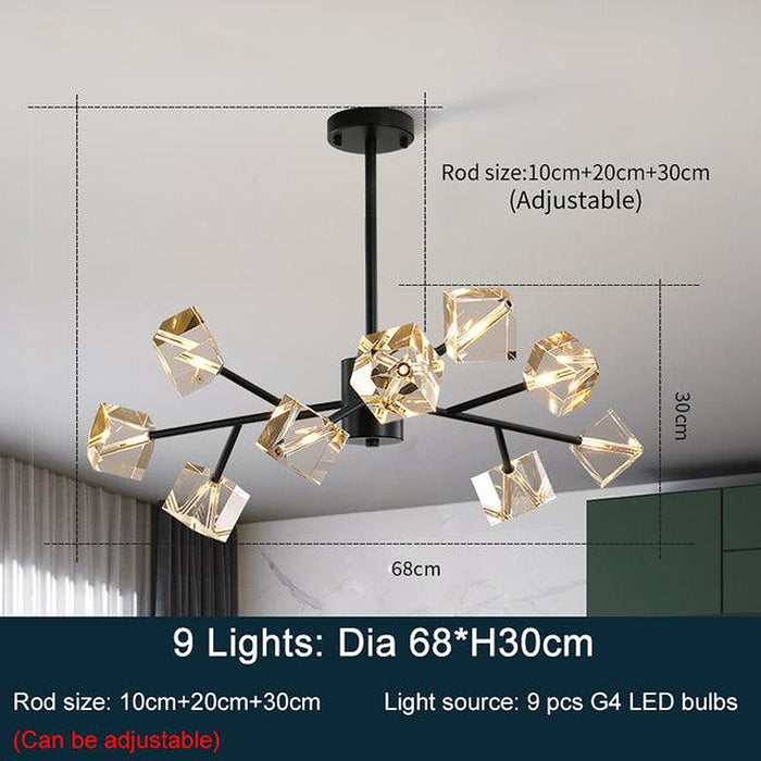 Diamante Crystal Chandelier, Black-DWHOME