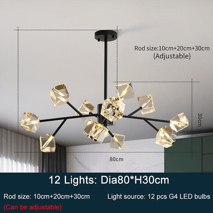 Diamante Crystal Chandelier, Black-DWHOME