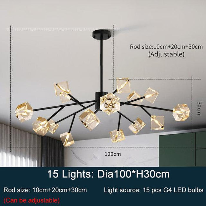 Diamante Crystal Chandelier, Black-DWHOME