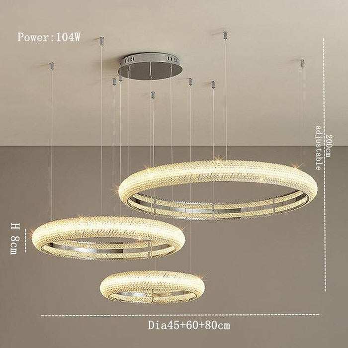 Bergamo 3-Ring Crystal Chandelier-DWHOME