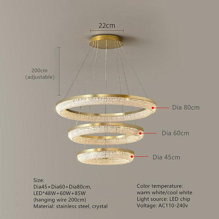 Bergamo 3-Tier Crystal Ring Chandelier-DWHOME