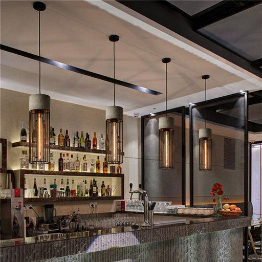 Long Pencil Concrete Cement Minimalist Line Pendant Light-DWHOME