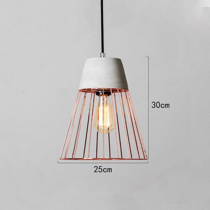 Sangkar Rose copper gold Cage Pendant Light With Concrete Base - DWHOME