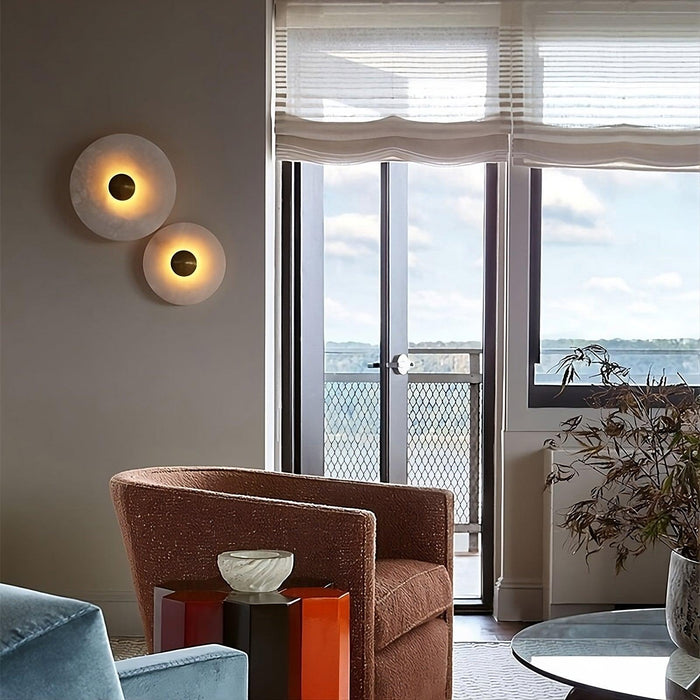 Moonshade Natural Marble Disc Wall Sconce - DWHOME
