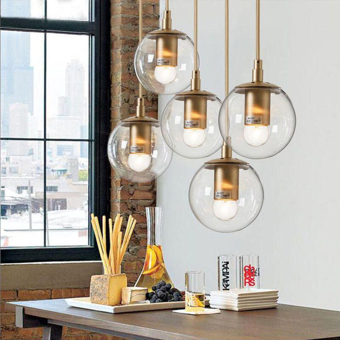 Ritz Single Head Brass Coloured Pendant Light-DWHOME