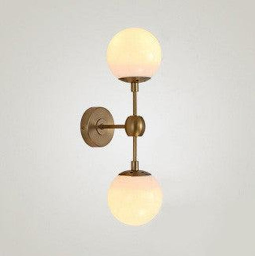 Ritz Duo Brass Fitting Milky White Glass Shade Wall Light-DWHOME