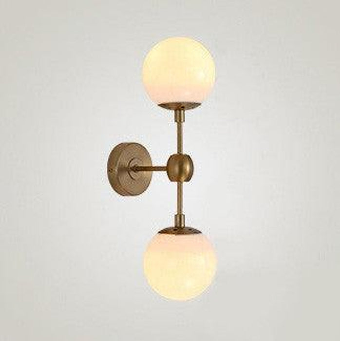 Ritz Duo Brass Fitting Milky White Glass Shade Wall Light-DWHOME