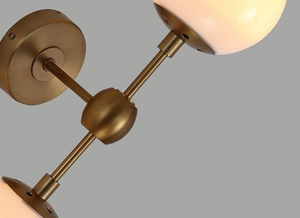Ritz Duo Brass Fitting Milky White Glass Shade Wall Light-DWHOME