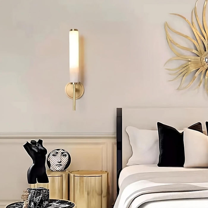 Natural Marble & Copper Candle Style Wall Sconce - DWHOME