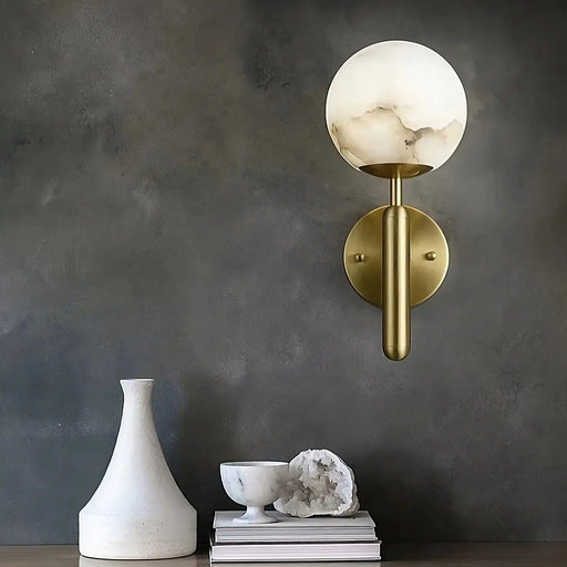 Natural Marble Sphere Wall Sconce-DWHOME