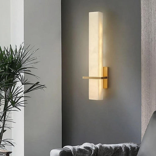 Natural Marble & Brass Wall Sconce-DWHOME