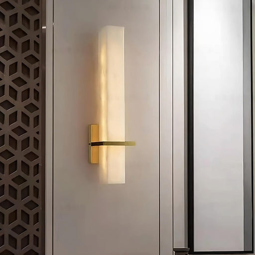 Natural Marble & Brass Wall Sconce-DWHOME