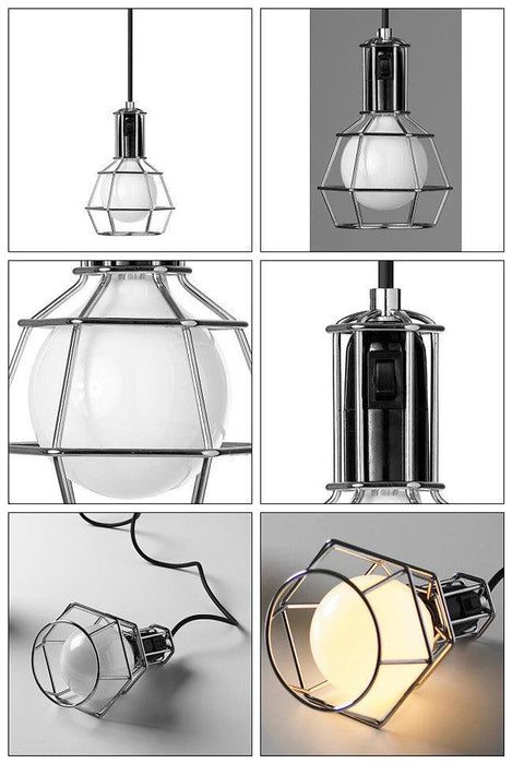 Work Lamp Cage Pendant Light-DWHOME