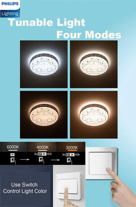 Philips LED CL551/552 Ceiling Light Children Cartoon Blue Car Pink Moon Shape Tunable Light Color Four Lighting Modes - DWHOME