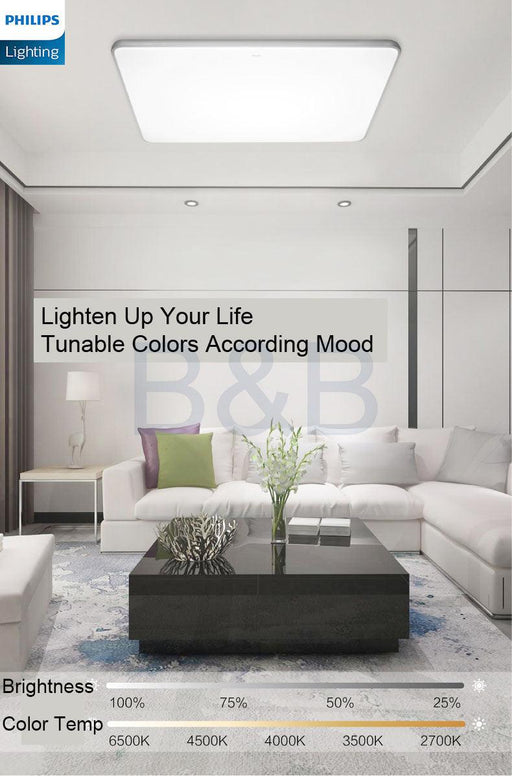 Philips LED 55W CL828 Ceiling Light Square Tunable Light With Remote Control Simple Nordic Design Night Light Mode - DWHOME
