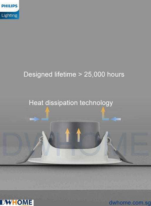 Philips SL268 7W Round LED Recessed Spotlight 2700K White Metal Body 700 Lumen Energy Efficient Long Life Model - DWHOME