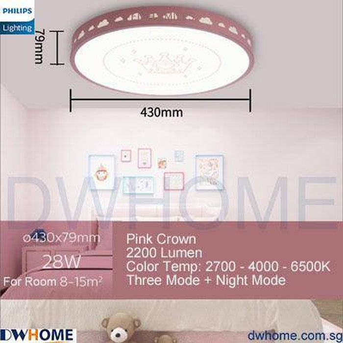 Philips LED CL553/555 Ceiling Light Kids Children Cartoon Yellow Bee Blue Train Pink Crown Shape Tunable Light-DWHOME