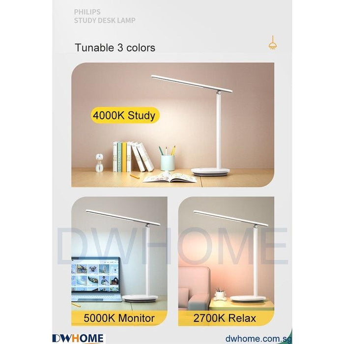 Philips LED Table Lamp Dimmable Tunable Foldable Arm White Desk lamp study Children School EyeComfort - DWHOME