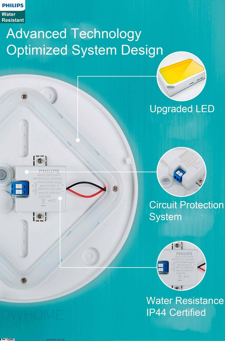 PHILIPS 10W/17W LED Ceiling Light Water Resistance IP44 Certified Round - DWHOME
