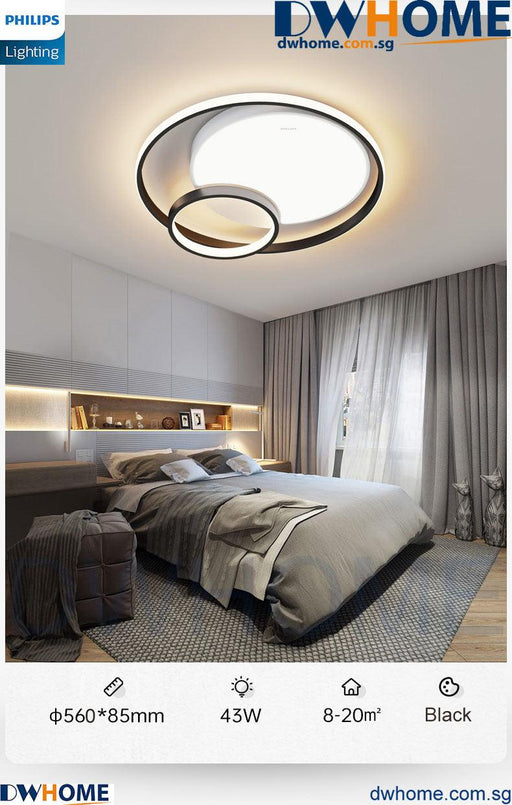Philips LED Model 44101 Ceiling Light 43W Black Tunable Light Simple Elegant Design Modern Atmosphere Beautiful Lighting Effect - DWHOME