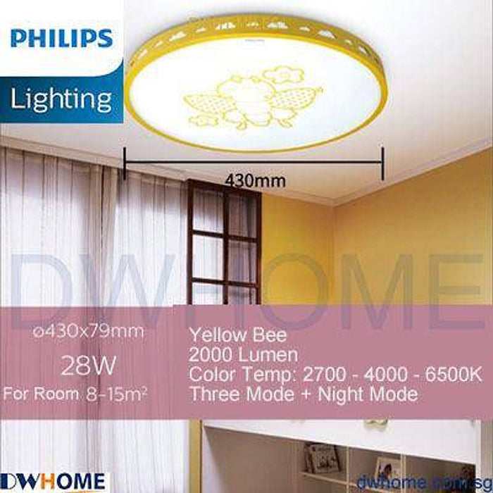 Philips LED CL553/555 Ceiling Light Kids Children Cartoon Yellow Bee Blue Train Pink Crown Shape Tunable Light-DWHOME