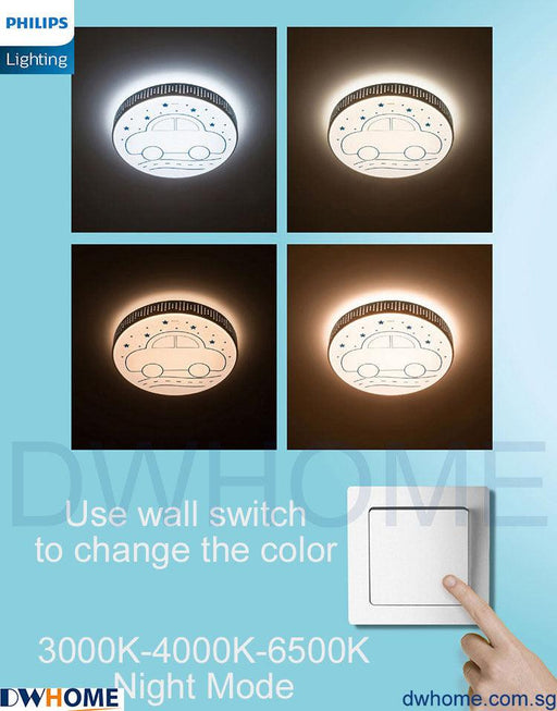 Philips LED CL553/555 Ceiling Light Kids Children Cartoon Yellow Bee Blue Train Pink Crown Shape Tunable Light-DWHOME