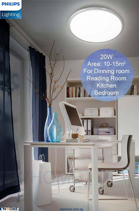 PHILIPS LED Ceiling light CL254 Series Round, 12W/17W/20W, Silver, White Edge Color, Bright - DWHOME