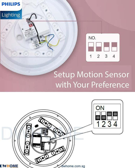 Philips CL253 LED Motion Sensor Ceiling Light Energy Saving Convenience Programmable - DWHOME