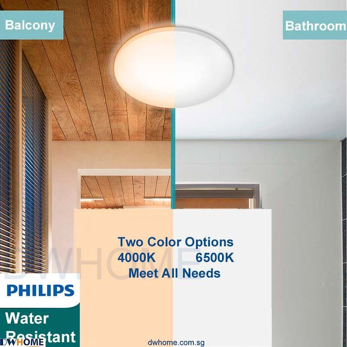 PHILIPS 10W/17W LED Ceiling Light Water Resistance IP44 Certified Round - DWHOME