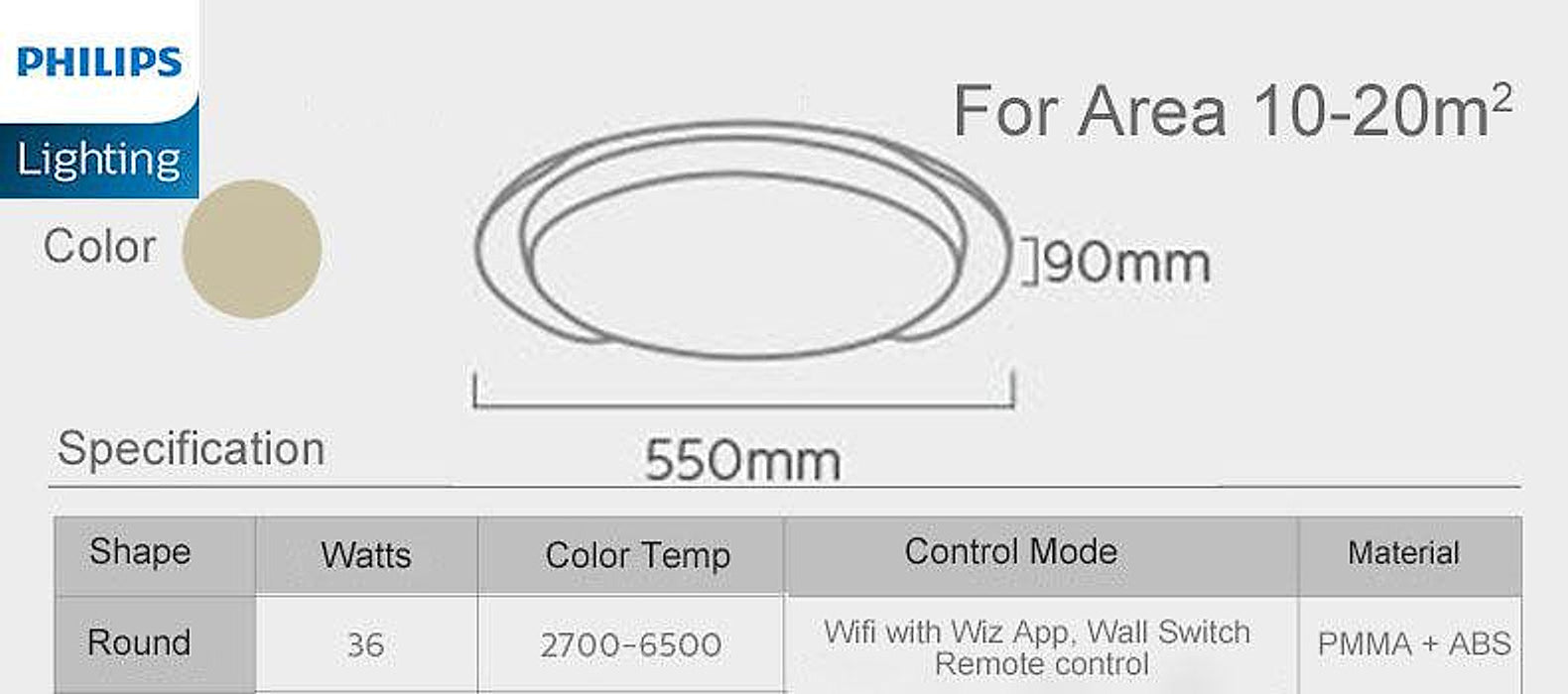Philips Smart Wi-Fi LED 36W CL921 Tunable and Dimmable Light Ceiling Light with Remote Control-DWHOME