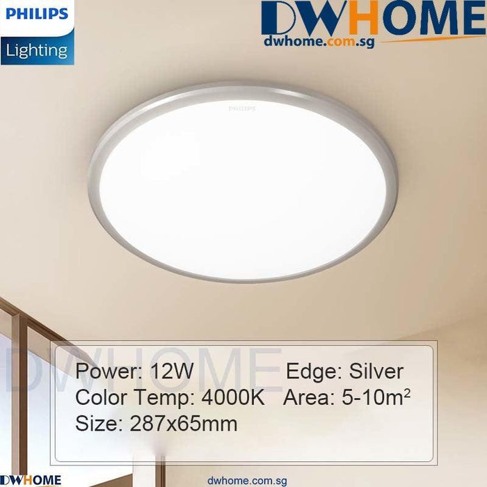PHILIPS LED Ceiling light CL254 Series Round, 12W/17W/20W, Silver, White Edge Color, Bright - DWHOME