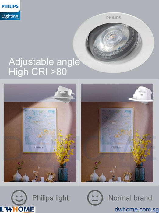Philips SL268 7W Round LED Recessed Spotlight 2700K White Metal Body 700 Lumen Energy Efficient Long Life Model - DWHOME