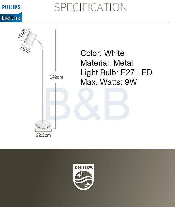 Philips Floor Lamp Tunable Yellow White Bulb E27 Connection Long Lighting Time Home Use Reading Living Room-DWHOME